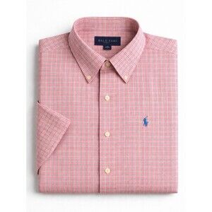 Ralph Lauren Men’s Button Down Shirt Pink Check Plaid Short Sleeve Pony Size XL